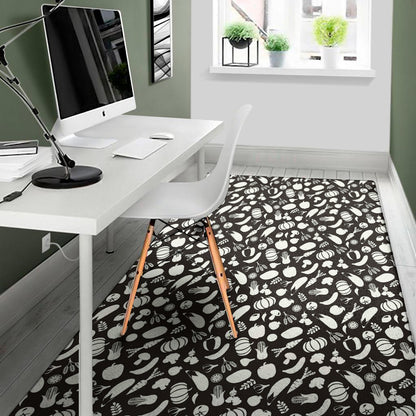 Blue And White Vegan Pattern Print Area Rug