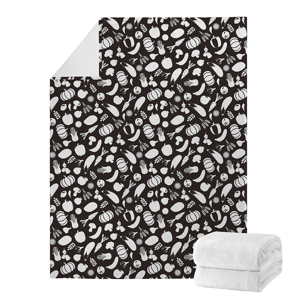 Blue And White Vegan Pattern Print Blanket