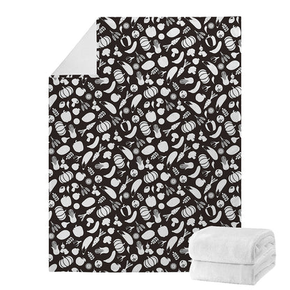 Blue And White Vegan Pattern Print Blanket