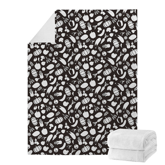 Blue And White Vegan Pattern Print Blanket