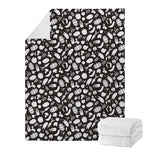 Blue And White Vegan Pattern Print Blanket