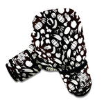 Blue And White Vegan Pattern Print Boxing Gloves