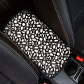 Blue And White Vegan Pattern Print Car Center Console Cover