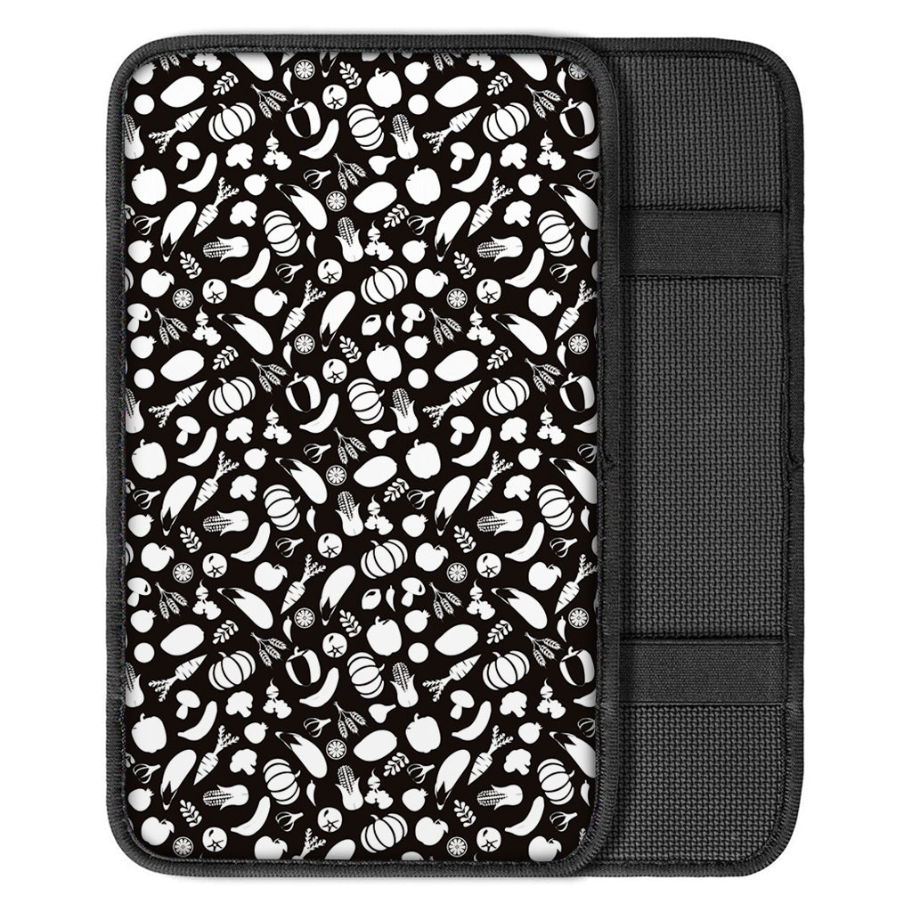 Blue And White Vegan Pattern Print Car Center Console Cover
