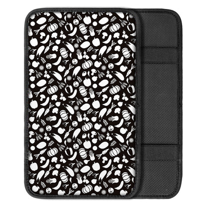 Blue And White Vegan Pattern Print Car Center Console Cover