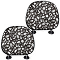 Blue And White Vegan Pattern Print Car Headrest Covers