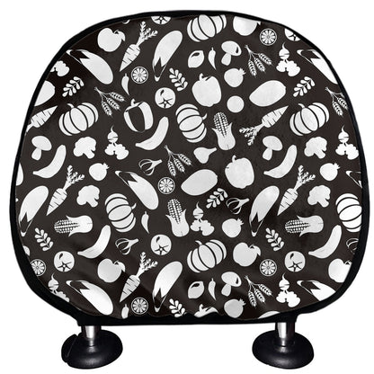 Blue And White Vegan Pattern Print Car Headrest Covers