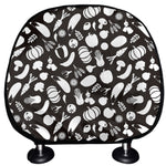 Blue And White Vegan Pattern Print Car Headrest Covers