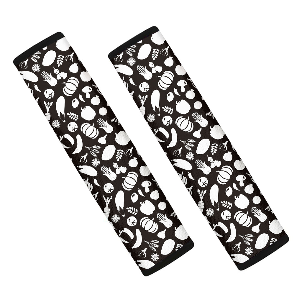 Blue And White Vegan Pattern Print Car Seat Belt Covers