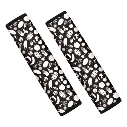 Blue And White Vegan Pattern Print Car Seat Belt Covers