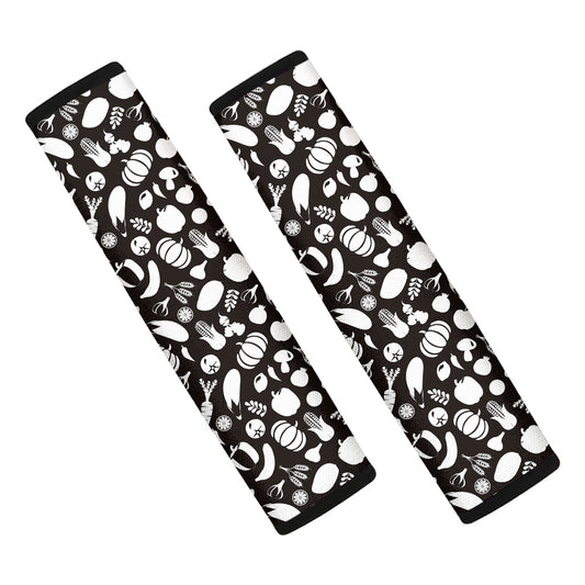 Blue And White Vegan Pattern Print Car Seat Belt Covers