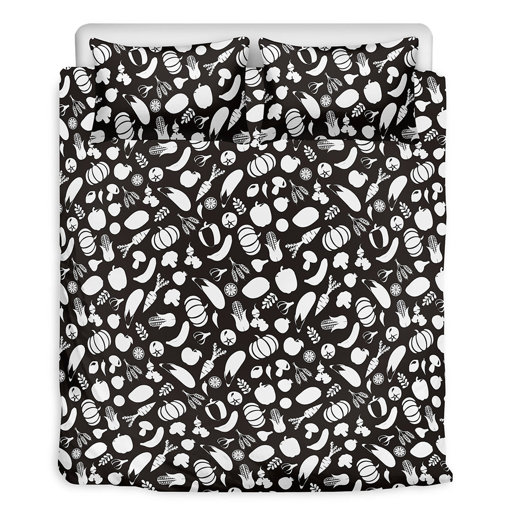 Blue And White Vegan Pattern Print Duvet Cover Bedding Set