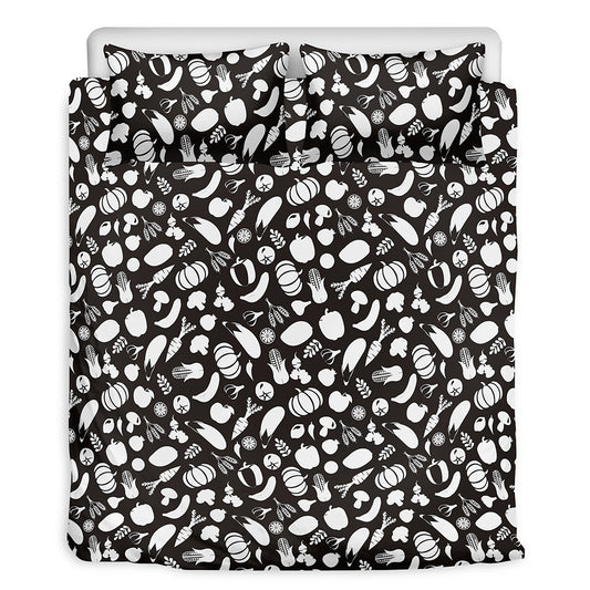 Blue And White Vegan Pattern Print Duvet Cover Bedding Set