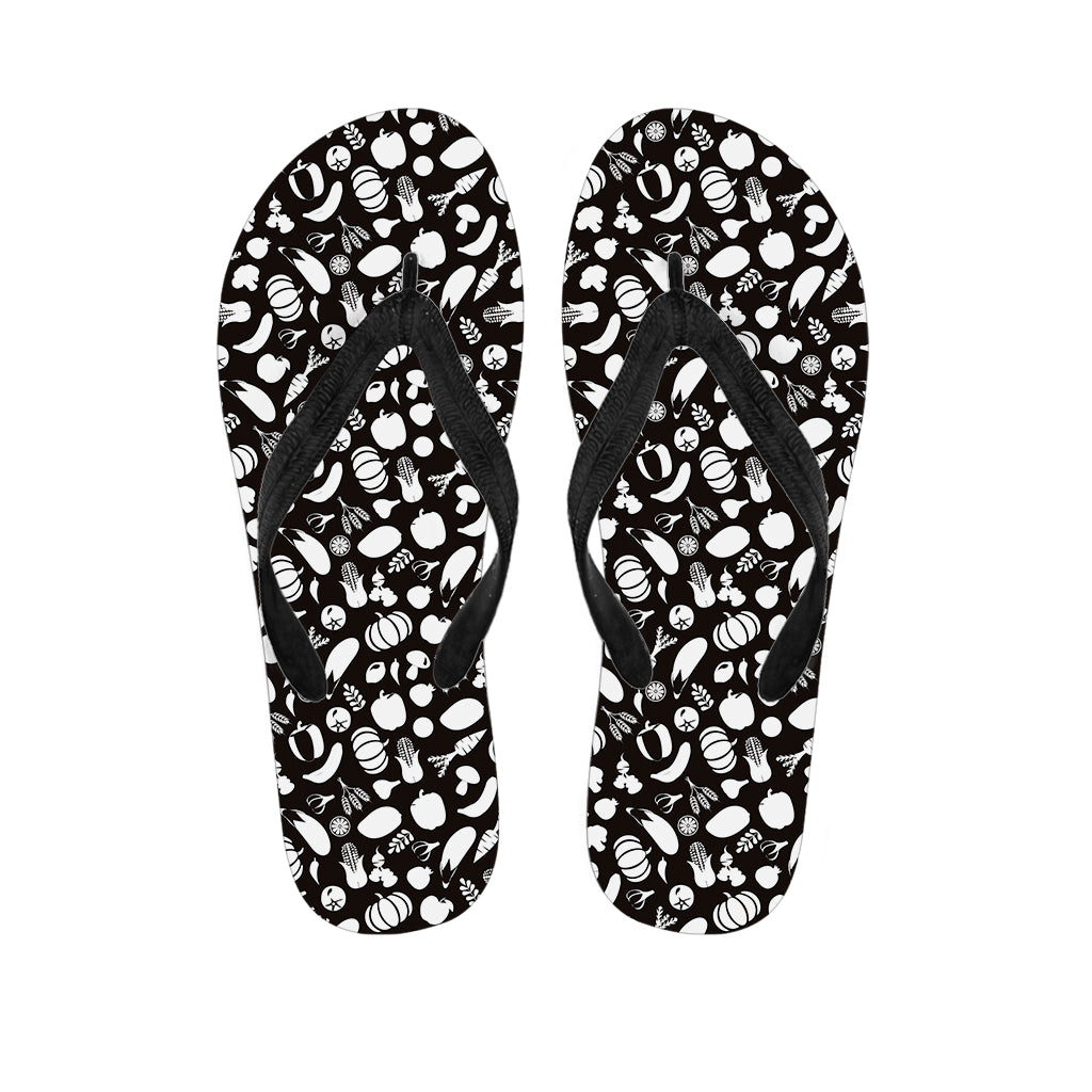 Blue And White Vegan Pattern Print Flip Flops