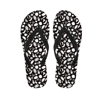 Blue And White Vegan Pattern Print Flip Flops