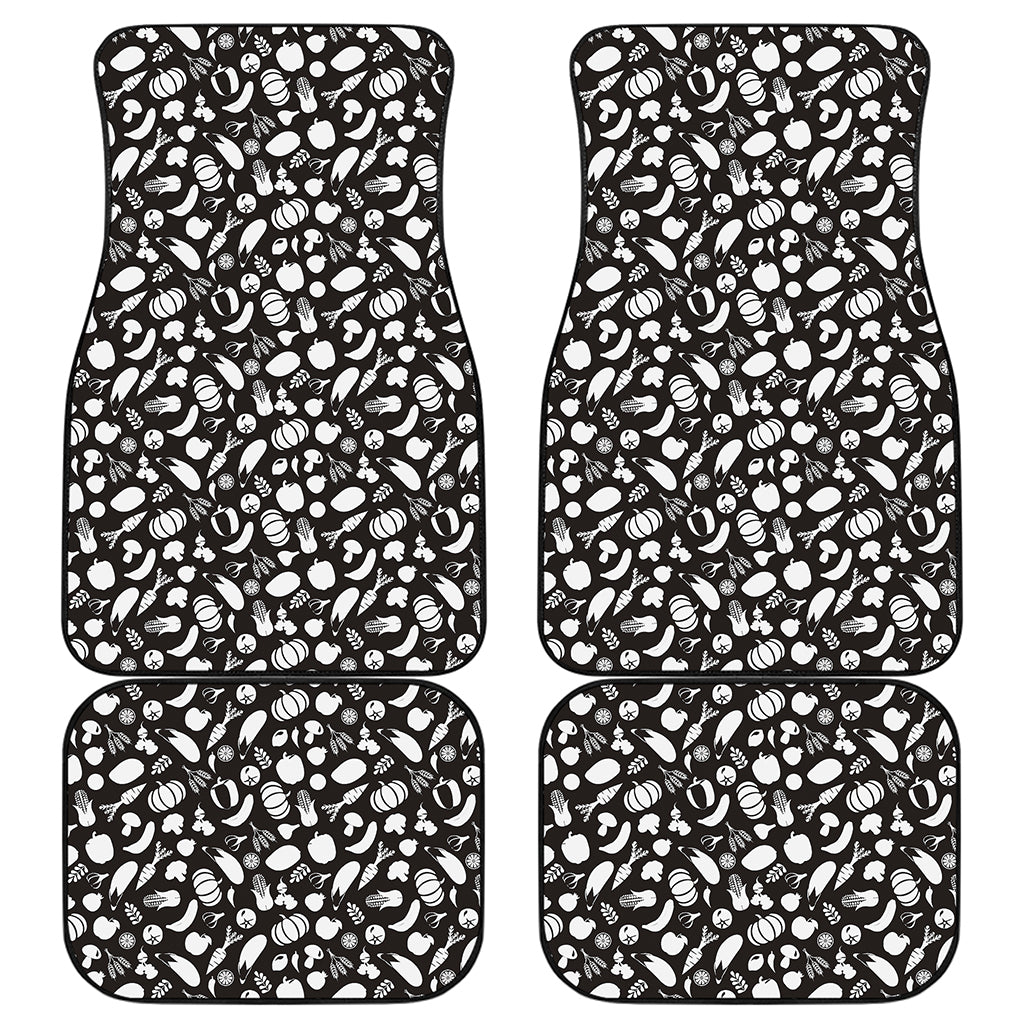 Blue And White Vegan Pattern Print Front and Back Car Floor Mats