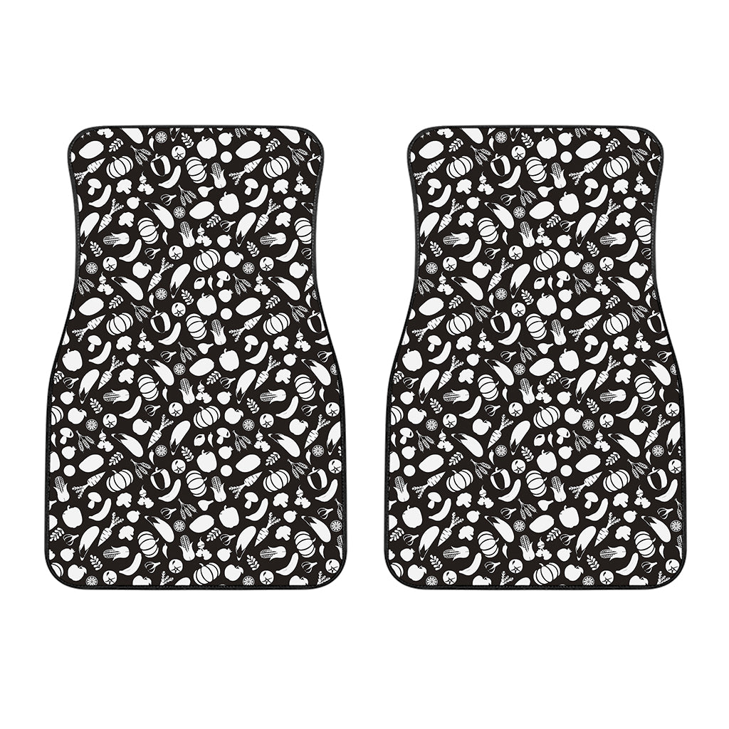 Blue And White Vegan Pattern Print Front Car Floor Mats