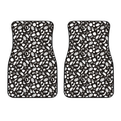 Blue And White Vegan Pattern Print Front Car Floor Mats