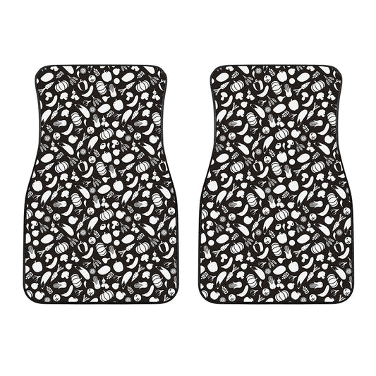 Blue And White Vegan Pattern Print Front Car Floor Mats