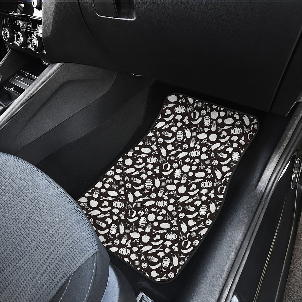 Blue And White Vegan Pattern Print Front Car Floor Mats