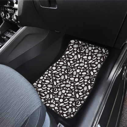 Blue And White Vegan Pattern Print Front Car Floor Mats