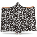 Blue And White Vegan Pattern Print Hooded Blanket