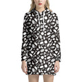 Blue And White Vegan Pattern Print Pullover Hoodie Dress