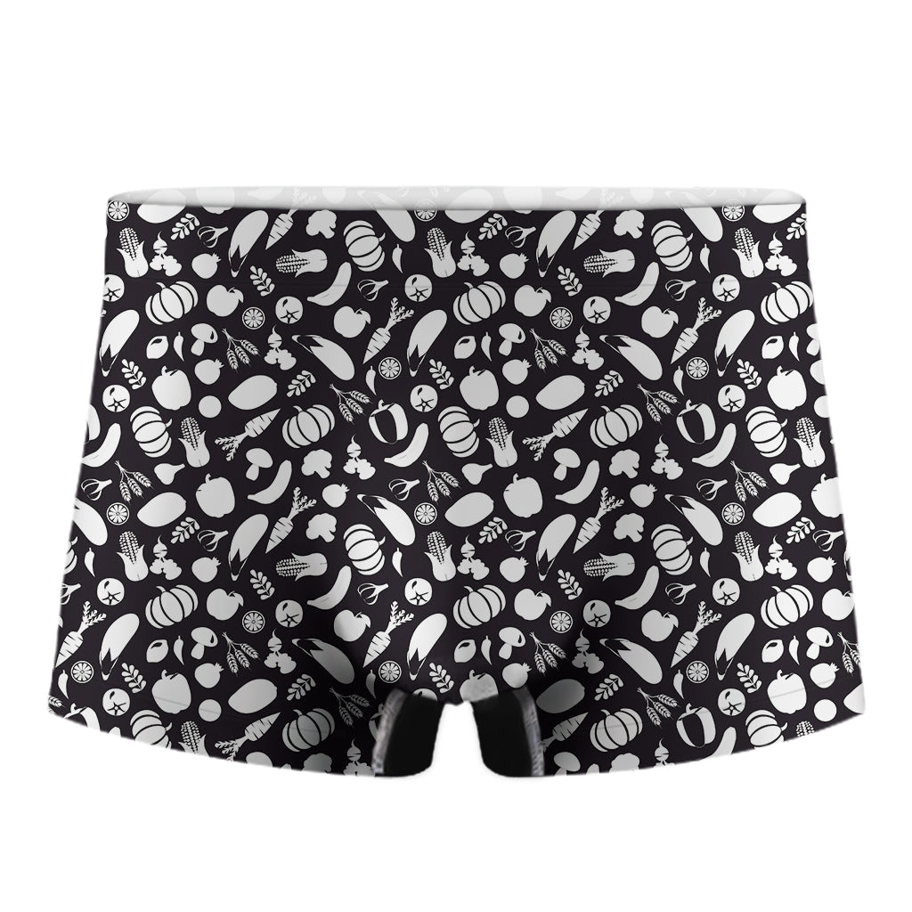 Blue And White Vegan Pattern Print Men's Boxer Briefs