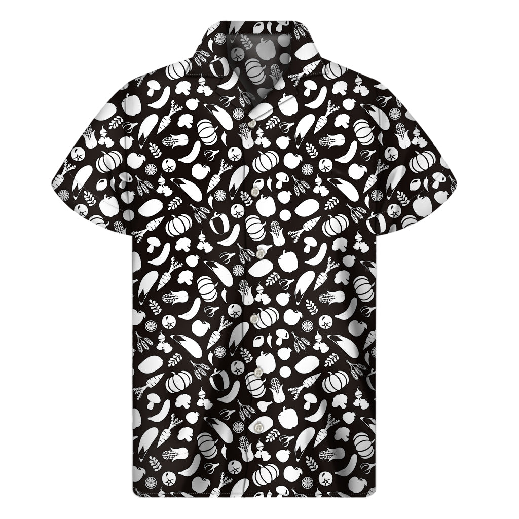 Blue And White Vegan Pattern Print Men's Short Sleeve Shirt