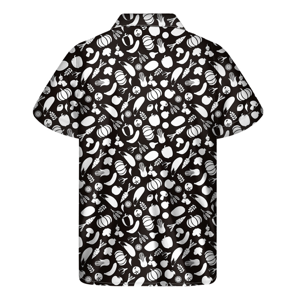 Blue And White Vegan Pattern Print Men's Short Sleeve Shirt