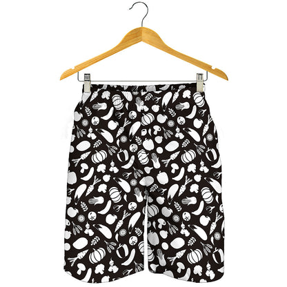 Blue And White Vegan Pattern Print Men's Shorts