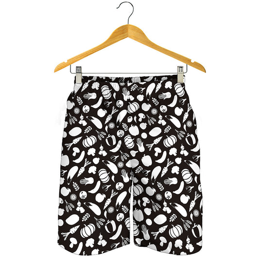 Blue And White Vegan Pattern Print Men's Shorts