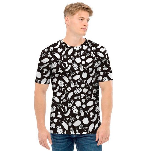 Blue And White Vegan Pattern Print Men's T-Shirt