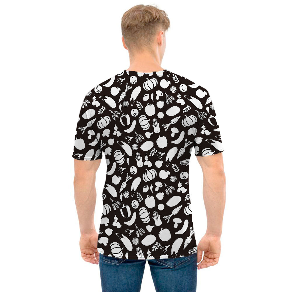 Blue And White Vegan Pattern Print Men's T-Shirt