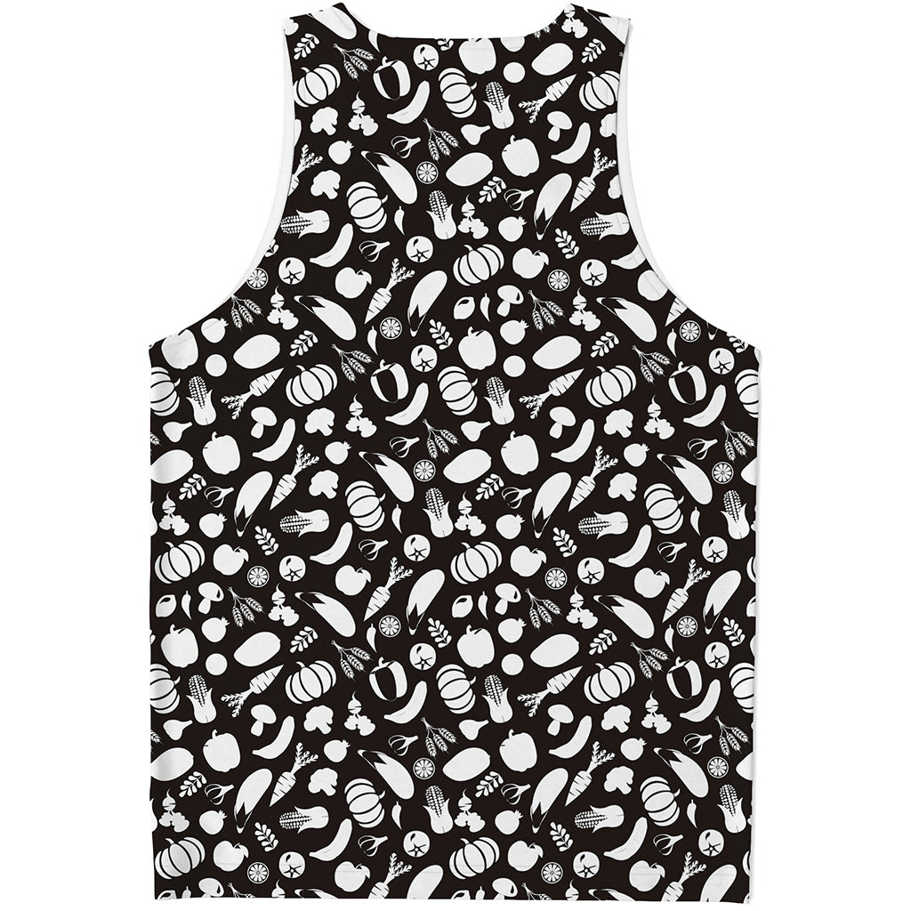 Blue And White Vegan Pattern Print Men's Tank Top