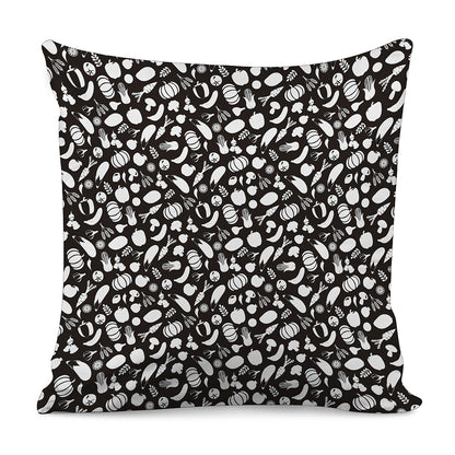 Blue And White Vegan Pattern Print Pillow Cover