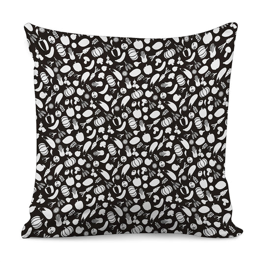 Blue And White Vegan Pattern Print Pillow Cover