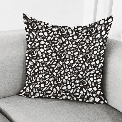 Blue And White Vegan Pattern Print Pillow Cover