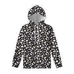 Blue And White Vegan Pattern Print Pullover Hoodie