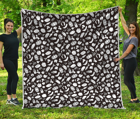 Blue And White Vegan Pattern Print Quilt