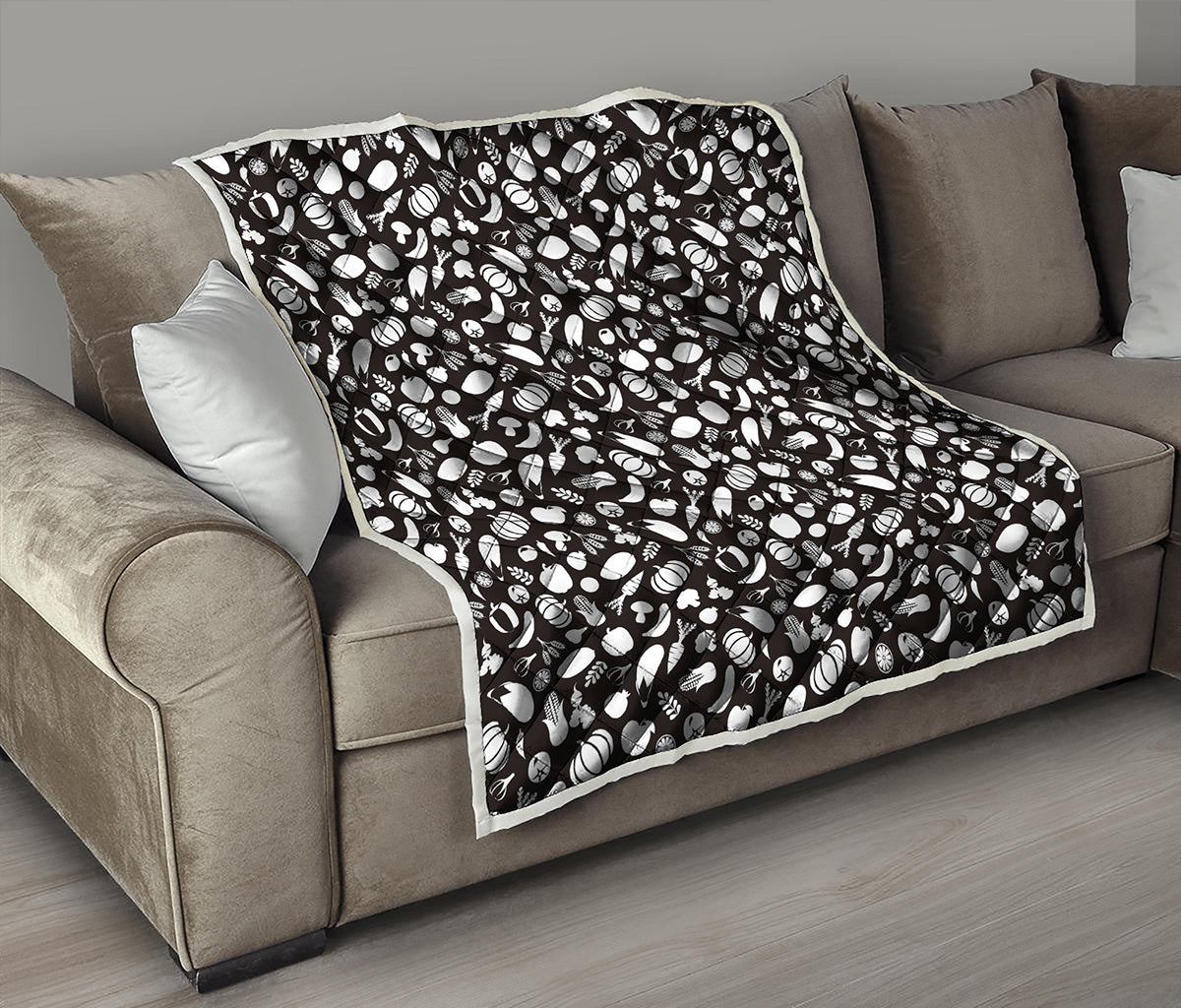 Blue And White Vegan Pattern Print Quilt
