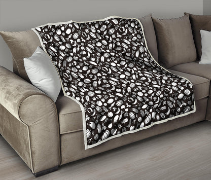 Blue And White Vegan Pattern Print Quilt