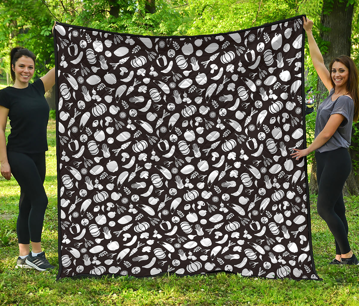 Blue And White Vegan Pattern Print Quilt