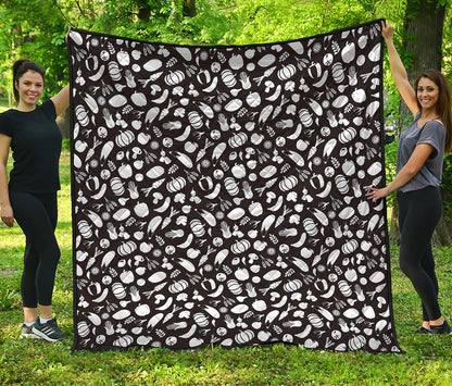Blue And White Vegan Pattern Print Quilt