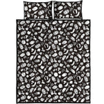 Blue And White Vegan Pattern Print Quilt Bed Set