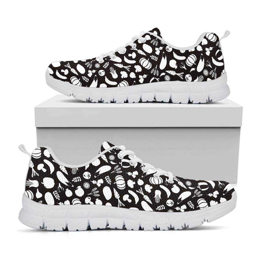 Blue And White Vegan Pattern Print White Sneakers