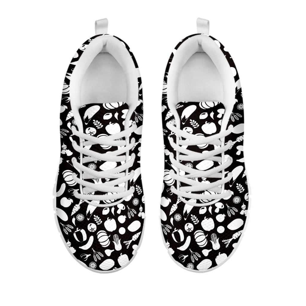 Blue And White Vegan Pattern Print White Sneakers