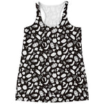 Blue And White Vegan Pattern Print Women's Racerback Tank Top