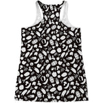 Blue And White Vegan Pattern Print Women's Racerback Tank Top