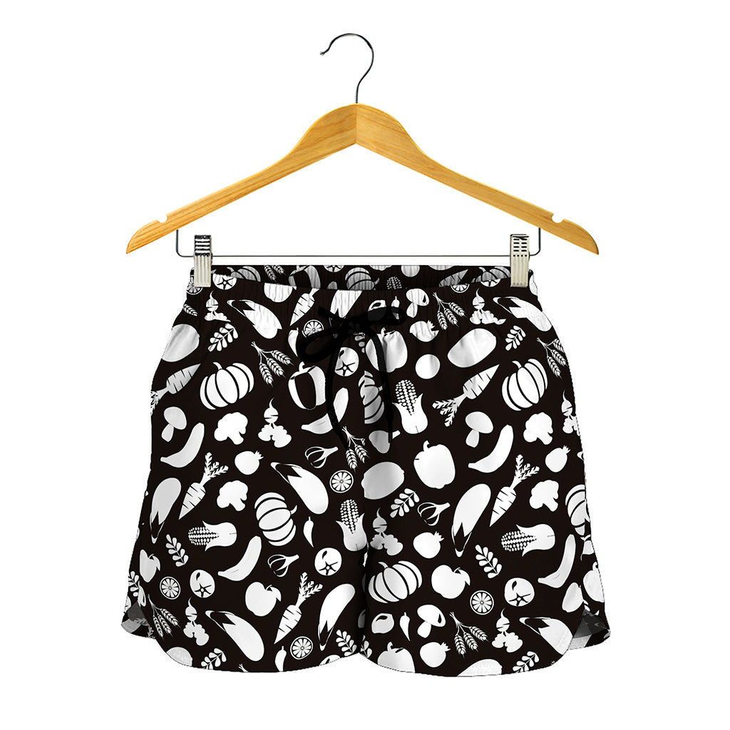Blue And White Vegan Pattern Print Women's Shorts